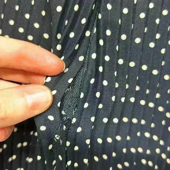 Blue dress with white polkadot sleeveless size 6 vintage - Picture 6 of 8